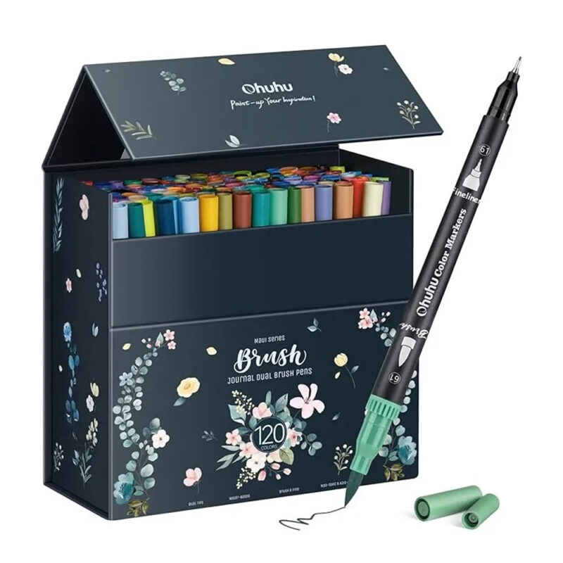 Marcadores Ohuhu 160 Canetas Pincel e Fina Aquarela Desenho
