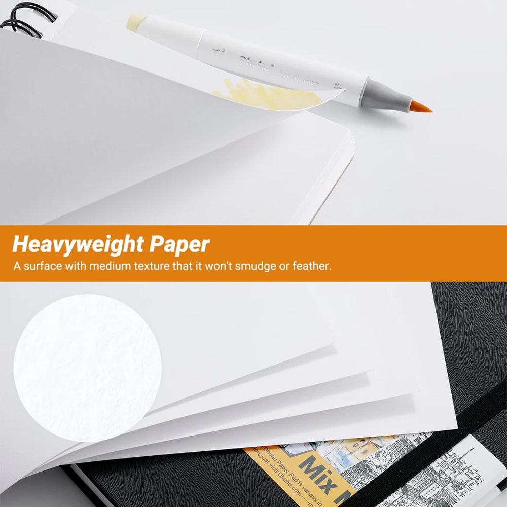 Ohuhu Bloco Desenho Mixed Media 120gsm 60 Folhas Espiral