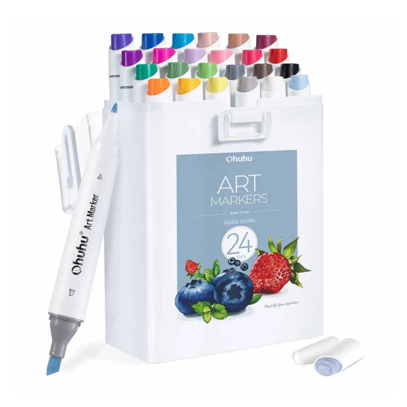 Marcadores Ohuhu Kaala 24Cor Álcool Dupla Ponta Arte Desenho
