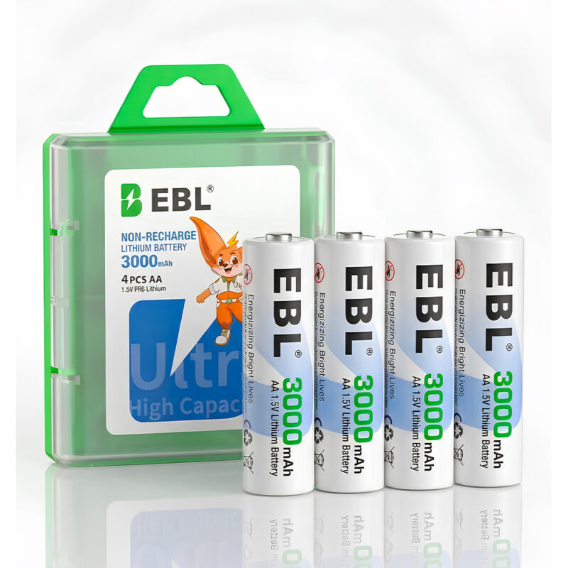 Pilhas AA Lítio 3000mAh 1.5V EBL Não Recarregável 4unids