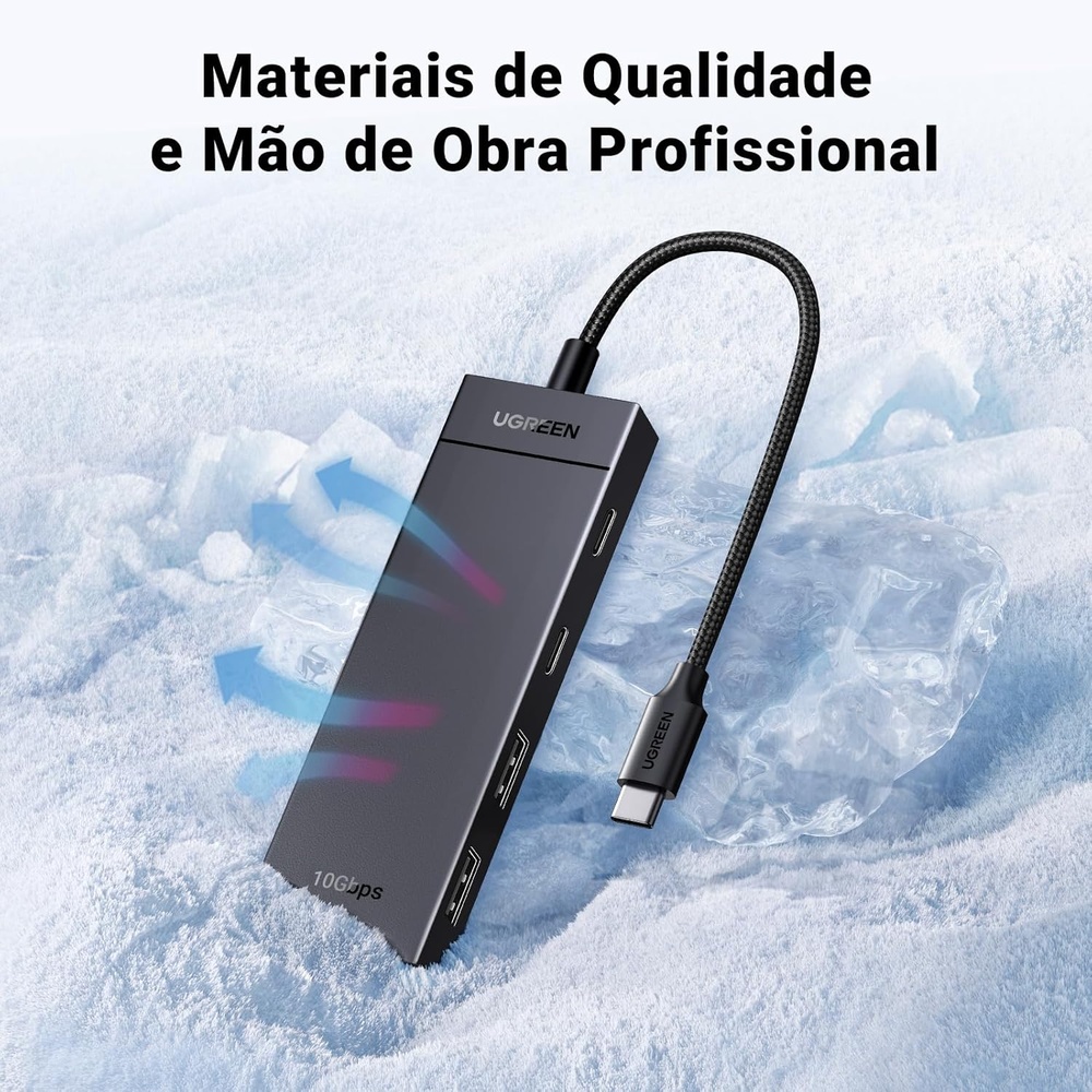Hub Usb C Ugreen CM806 10Gbps USB-C/A 3.2 Gen2 Multiportas