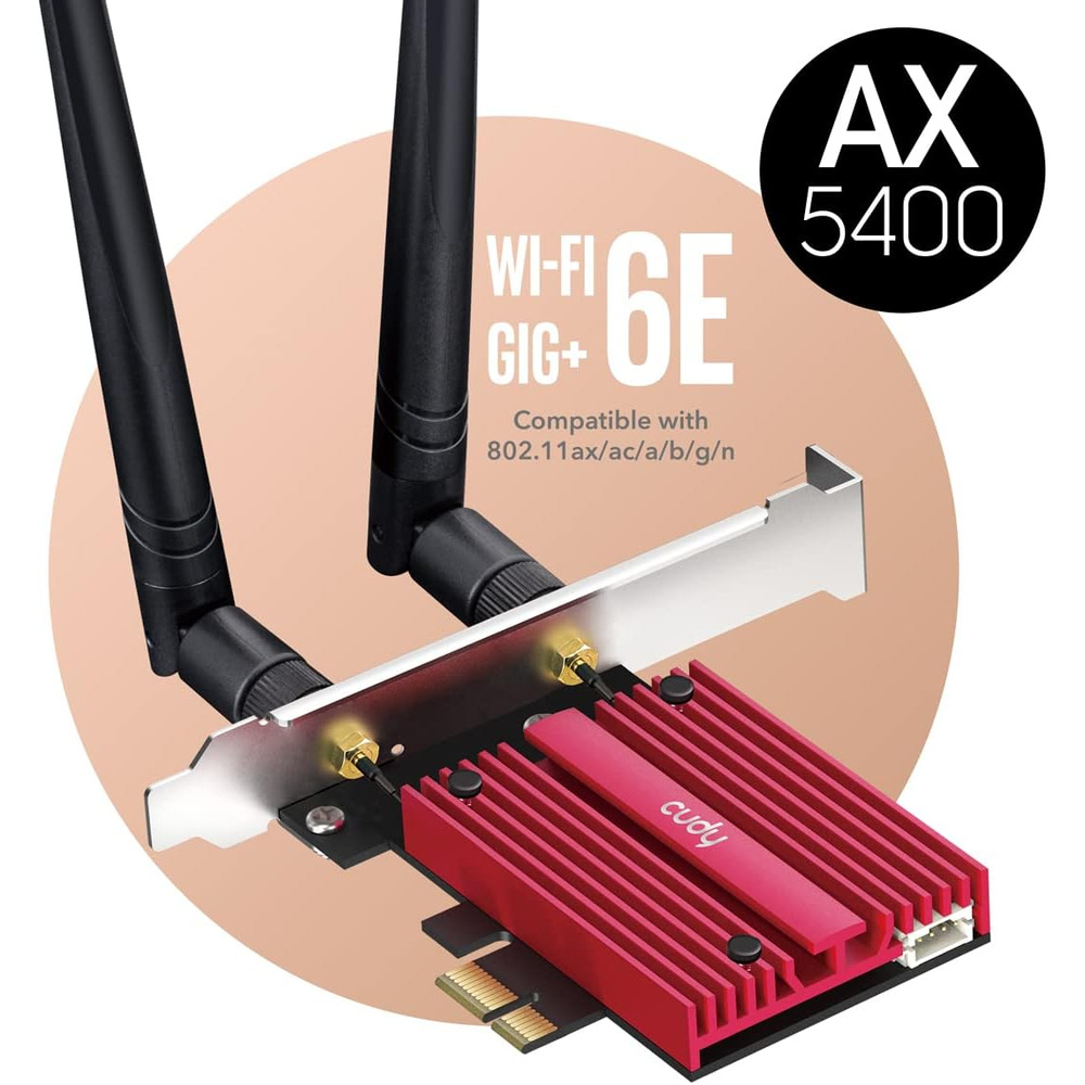 Adaptador Wi-Fi 6e Cudy WE3000S AX5400 Bluetooth 5.2 Pci-e