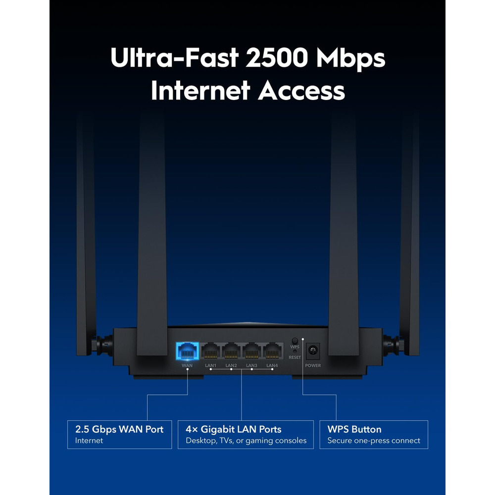 Roteador Wi-Fi 7 Cudy WR3600H Dual-Band BE3600 WAN 2.5G