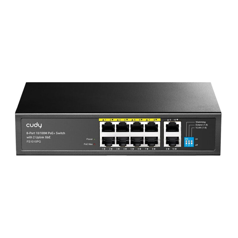 Switch Poe+ 8 Portas 10/100 2 Uplink 120w Cudy Fs1010pg