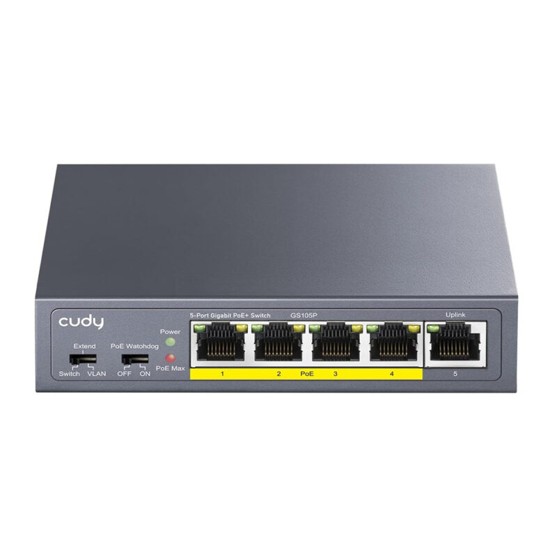 Switch Gigabit Poe+ 5 Portas 4 Poe 36w Watchdog Gs105p