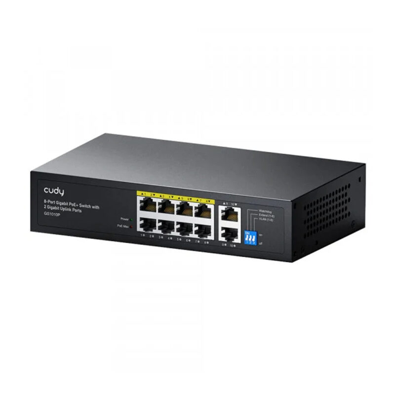 Switch Gigabit Poe+ 8 Portas 2 Uplink Gbe 120w Gs1010p Redes
