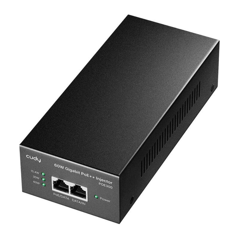 Injetor PoE++ 60W Gigabit 802.3bt POE300 2Gbps 1000Mbps IP