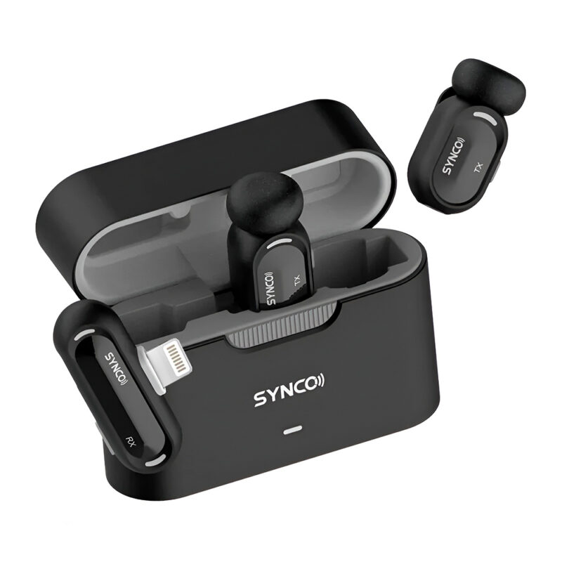 Microfone de Lapela Sem Fio Synco SMIC-L para iPhone Preto