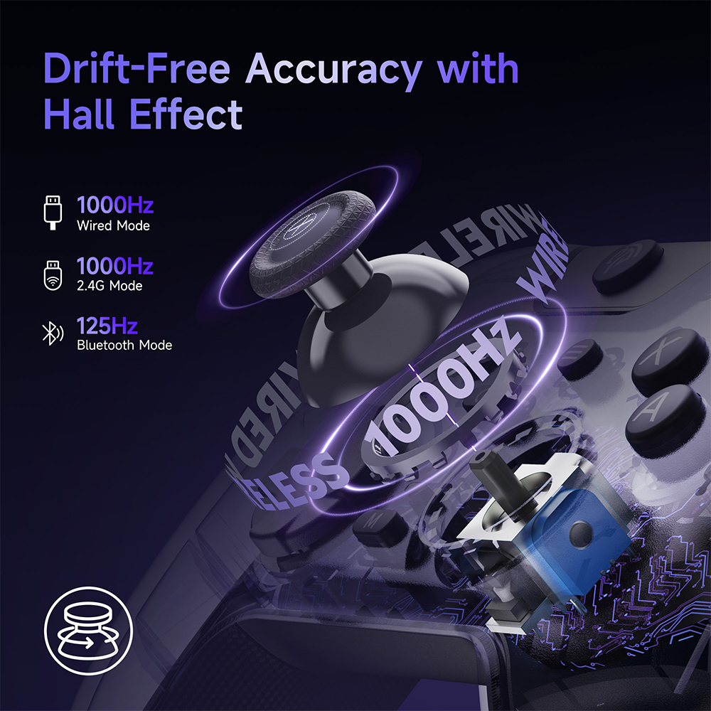 Controle Gamer EasySMX X05 Pro Hall Effect Roxo Aurora