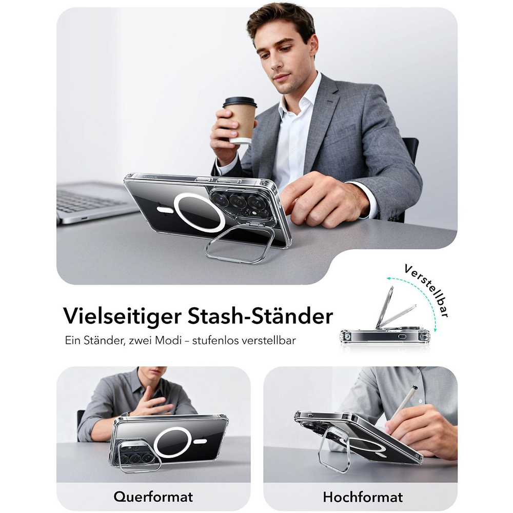 Capa ESR Hybrid Stash Stand p/Galaxy S26 Ultra Anti Impacto