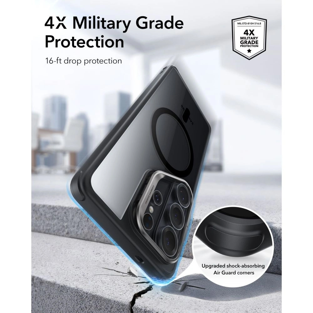 Capa ESR Classic Híbrida Stand S26 Ultra Preta Transparente